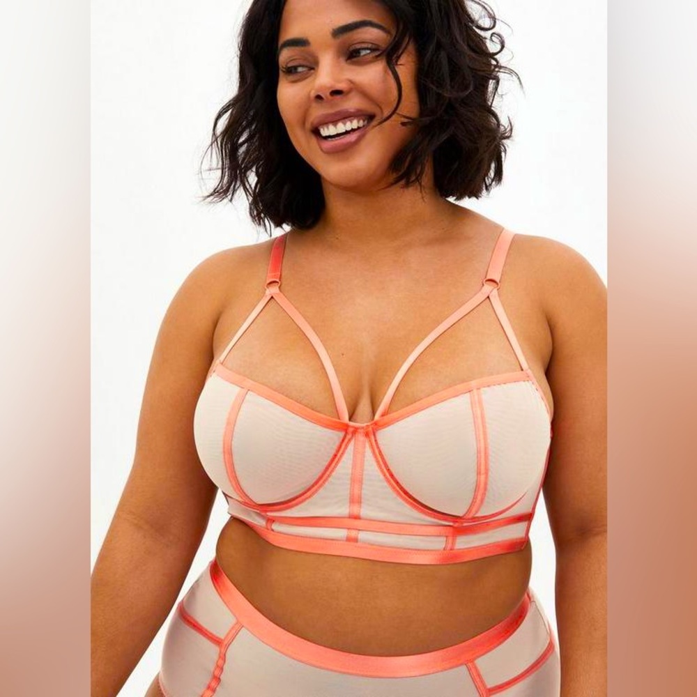 Torrid Simply Mesh Underwire Bralette, Coral Rose, Sz 0x